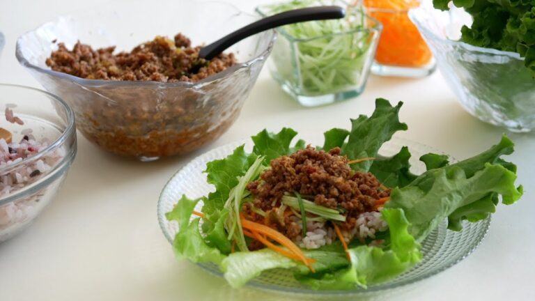 幸せ満腹!!!合い挽き肉のレタス包み | Ground beef and pork Lettuce Bowls