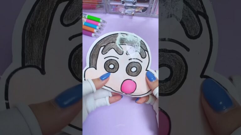 風船ガムを食べるクレヨンしんちゃんの作り方🎈🖍️#shorts