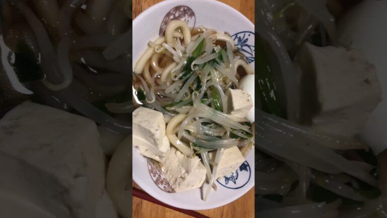 ウチご飯🍚豆腐とニラもやしとゆで卵を入れたうどんを作りました。#shorts