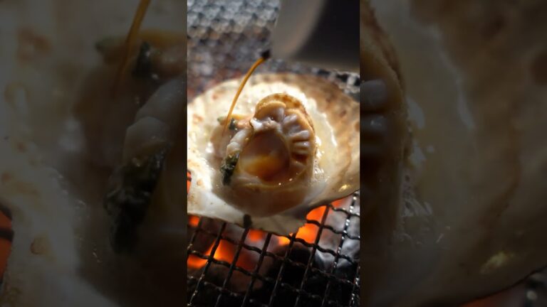 【七輪】ホタテのバター醤油焼きがうますぎる！#seafood #asmr #bbq