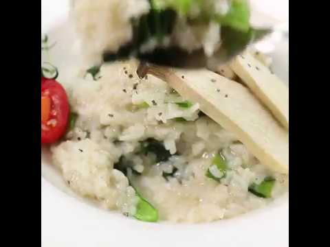 和風の味にチーズがマッチ 鶏肉と焼きエリンギの和風リゾット ｜ moguna[モグナ]