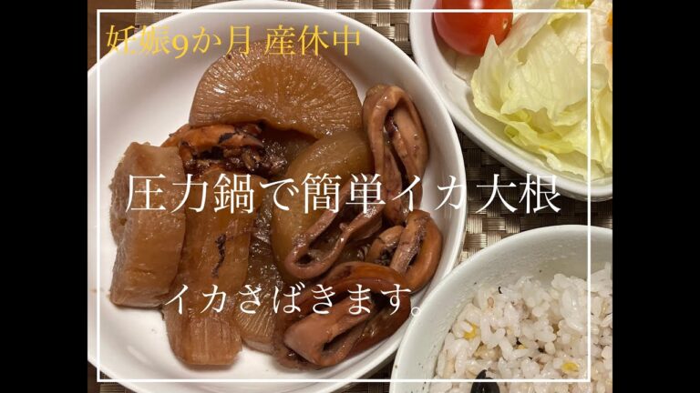 【VLOG】産休中 妊娠9ヶ月 超時短美味しいイカ大根をつくる イカを捌きます 圧力鍋