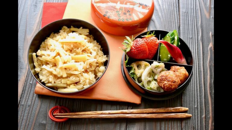 【お弁当作り】たけのこごはん弁当の作り方〜How to make Japanese vegan bento lunch box〜