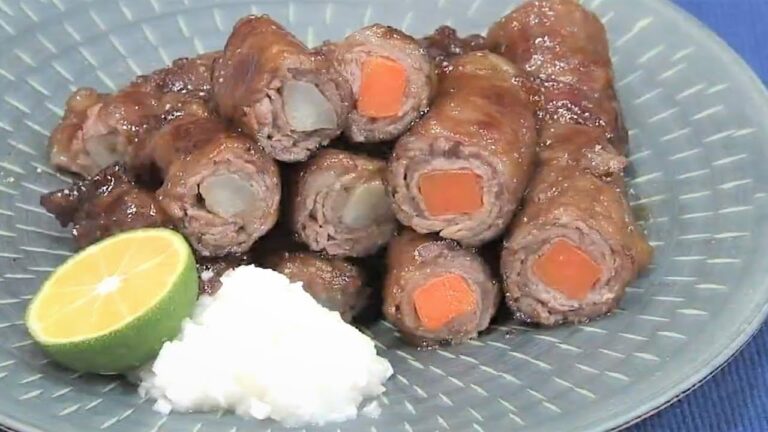 野菜の肉巻き　とろろおろし