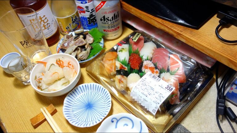 【宅飲み動画】握り寿司 カツオのタタキの切り落とし【昨日の昼飲み】