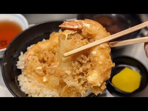 坂町の天丼 大阪 カウンター６席のみ 天ぷら揚げる音が店内響いて堪らん路地上にある1952年創業の老舗　難波 千日前