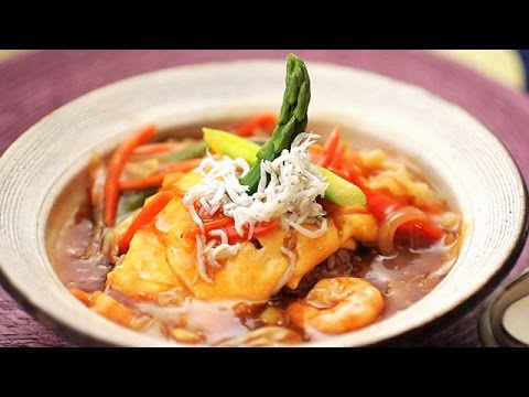 野菜たっぷり餡の天津飯Tenshindon with a thick starchy sauce of a lot of vegetables(1)【うるおいレシピ】