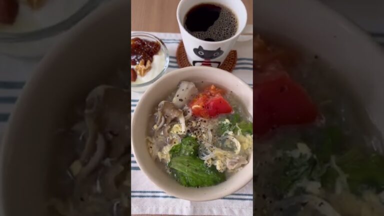 今日の朝ごはん6/7☀️中華スープ/たまごと野菜とマロニーで♪#Shorts