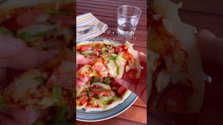 余ったお餅でピザパーティーしよ！フライパンで「カリもちお餅ピザ」#shorts #food #recipe #簡単料理 #簡単レシピ #料理 #レシピ