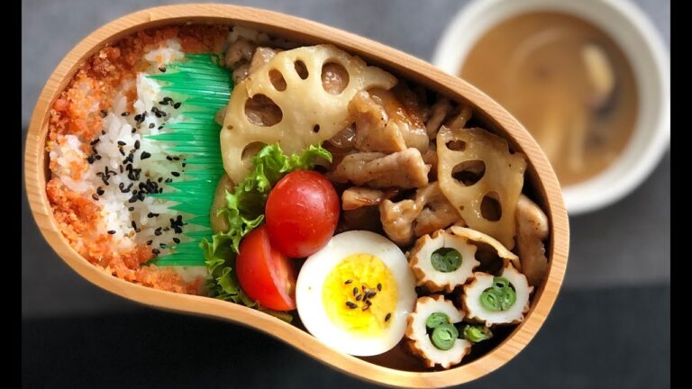 【お弁当 レンコン豚肉甘酢焼き】 lunchbox bento