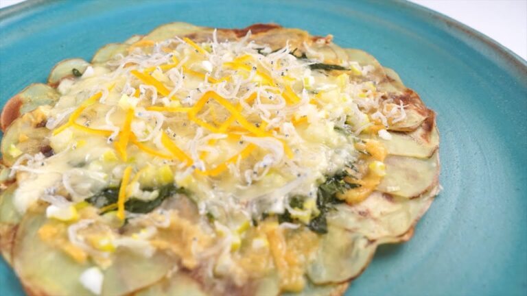 【じゃがいも和風ピザ】味噌、大葉、じゃこ、柚子。小麦粉を使わない最高に美味しいピザ。