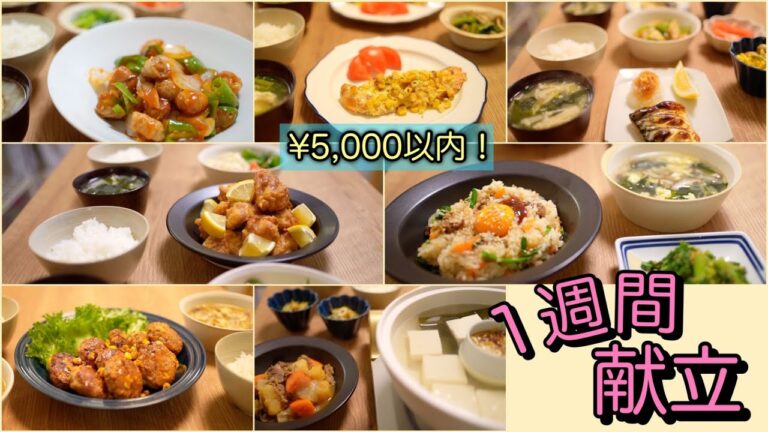 【1週間献立#1】安くて美味しい｜今週のお買い物リスト｜1食2人分｜7日間の夜ごはん｜簡単｜節約｜作り置きにも｜レシピあり｜和洋中｜料理動画