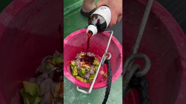 船上漁師めし！バケツ仕込みヒラのユッケ丼　#fish