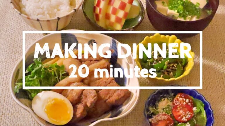 【料理】おつまみ角煮・じゃこピーマン・豆腐の味噌汁・ベビーリーフのサラダ
