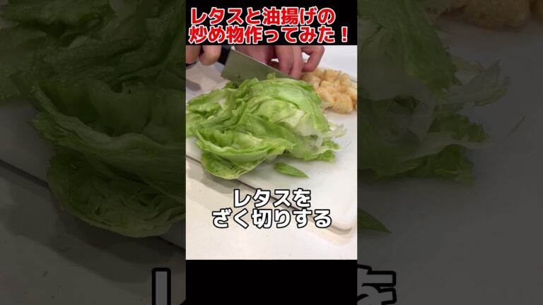 超簡単！レタスと油揚げの炒め物作ってみた！ #料理男子 #節約生活 #自炊