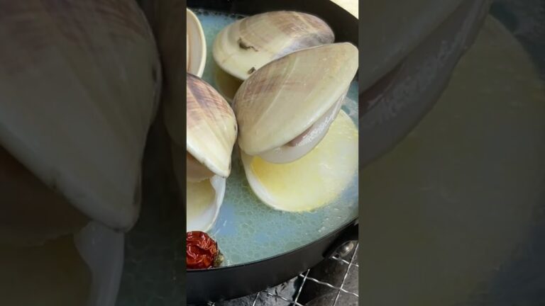 【炭火焼七輪】ハマグリの酒蒸しを激辛ブートジョロキアで作ったら最高すぎた  #seafood #bbq #shorts