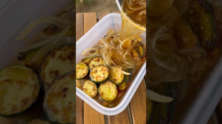 暑い日はこういうのが食べたい！揚げずに焼いてヘルシーに！【手羽先と夏野菜の焼き浸し】　#キャンプ飯 #料理動画 #レシピ動画