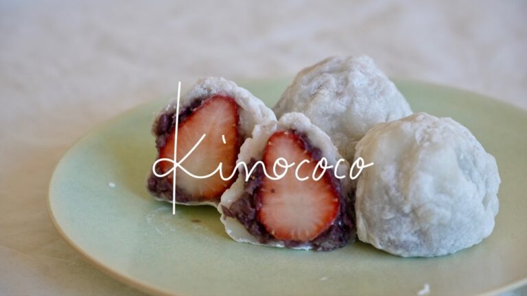 お家でいちご大福🍓 油揚げのキンパ、イカとねぎのチヂミ🦑 しらすと大葉のり巻き🍙