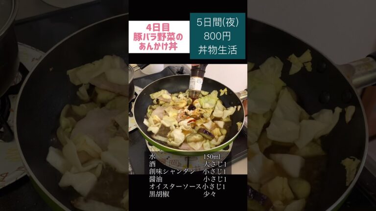 豚バラ野菜のあんかけ丼#なす#玉ねぎ#キャベツ #豚バラ肉 #丼物#どんぶり#節約#料理#ごはん#1人暮らし#自炊#700円#食事#節約生活#レシピ#献立#簡単#1週間#shorts