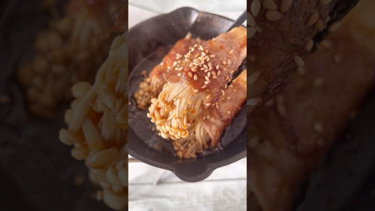 Enoki meat roll🥓 #cooking #えのきの肉巻き #焼肉のタレ