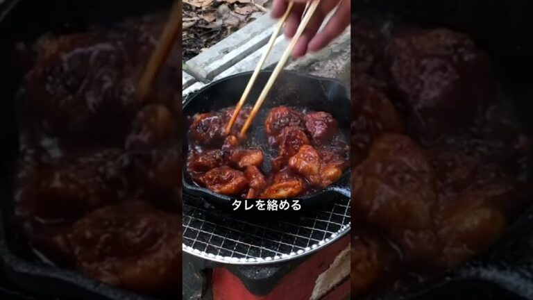 【キャンプ飯】ヤンニョムチキンツイスター【スキレット】　#shorts