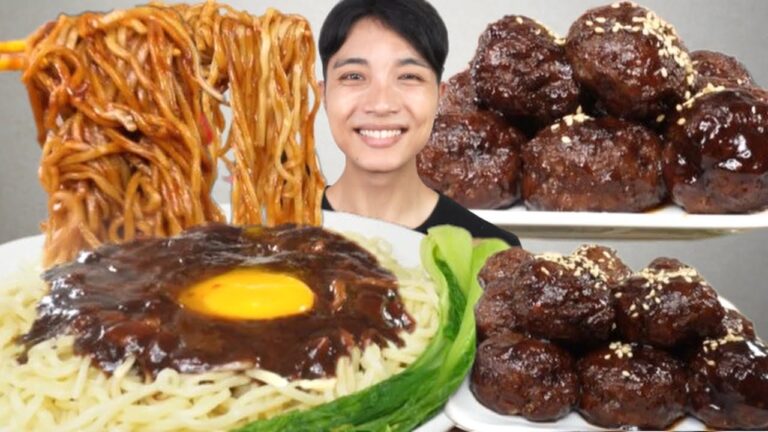 【中華肉団子ジャージャー麺】実話、深夜に部屋のベランダから知らない奴が入ってくる恐怖体験【モッパンASMR】