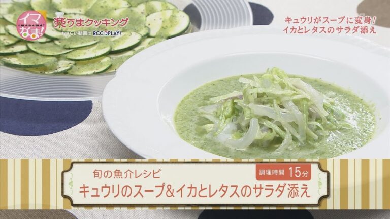 キュウリのスープ＆イカとレタスのサラダ添え