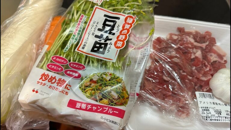 豚汁と豆苗のガーリック炒め作る！