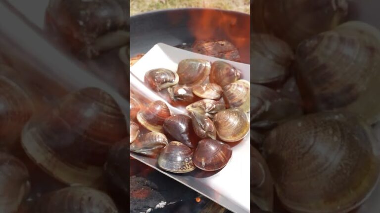 ハマグリのスピリタス焼きがうますぎる！　#bbq #seafood #asmr