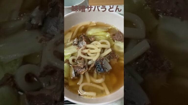 簡単料理^_^ #夜ご飯 #おいしい #うどん #うどんレシピ #サバ缶レシピ #サバ味噌#shorts