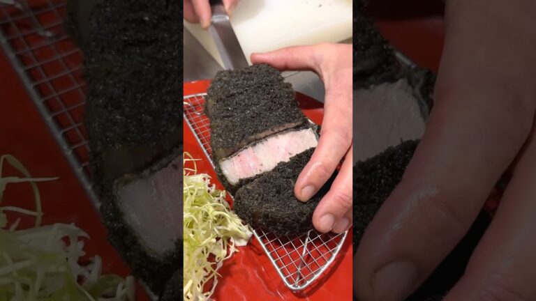 全身真っ黒な竹炭トンカツ！Black Tonkatsu #japanesefood