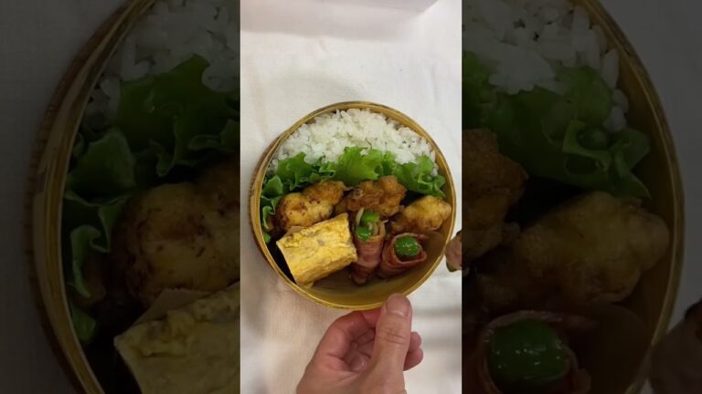 #今日のお弁当 5月17日(水) #旦那弁当 ＊ささみで鶏天＊胡麻入りだし巻き卵＊ピーマンと玉ねぎのベーコン巻き＊マカロニサラダ＊サラダ🥗