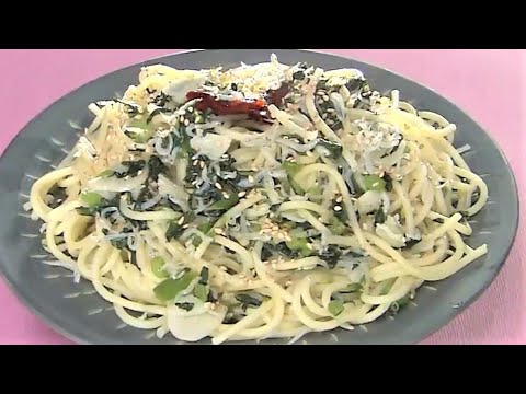 春菊とじゃこのペペロンチーノ