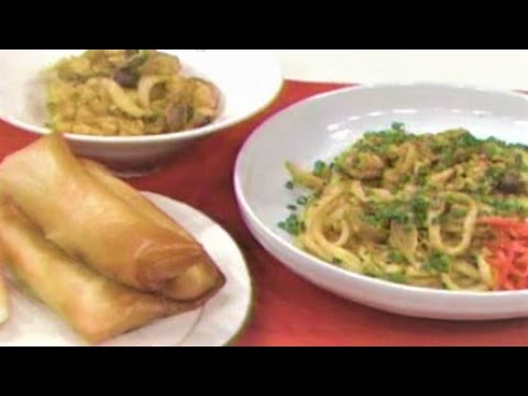 キノコたっぷり肉味噌で和風春巻き ＆ みそ焼きうどん