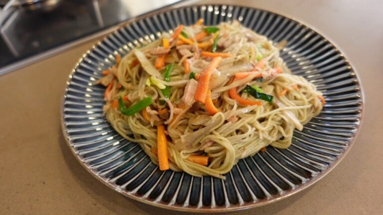 明日葉そうめんのツナとゴボウのそうめんチャンプル