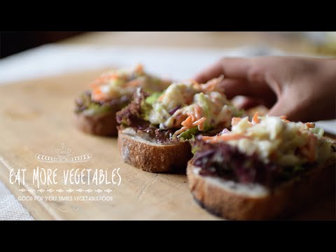 美味しいオリーブオイルと豆腐でつくるオープンサラダサンド：How to Make Tofu Salad Sandwich | EAT MORE VEGETABLES