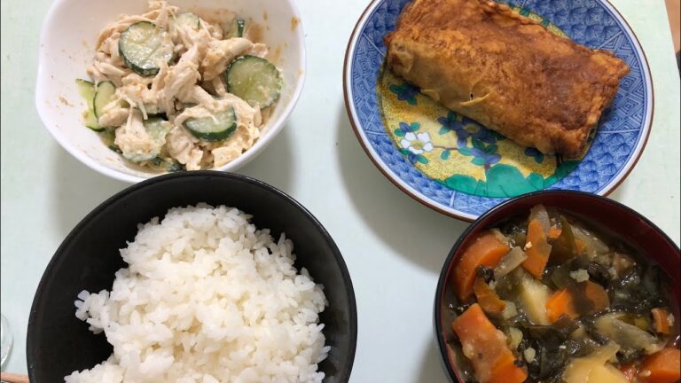 【定食】揚げ玉入り卵焼き＆ササミときゅうりの胡麻マヨ和え＆野菜の味噌汁【白米】