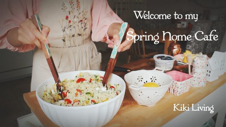 Vlog暮らし｜春のおうちカフェ｜オルゾパスタサラダ｜お花のワッフル