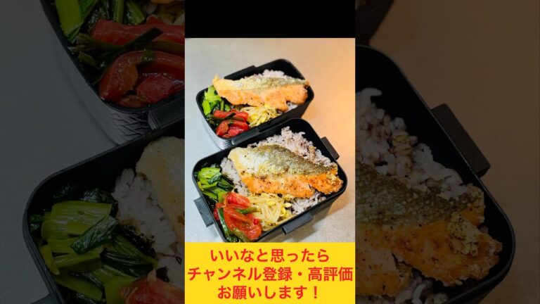 ご飯がススム副菜たっぷり！鮭の粉チーズ焼き弁当🐟 #お弁当動画 #作り置き弁当 #お弁当おかず #作り置き #food #お弁当詰め方 #副菜