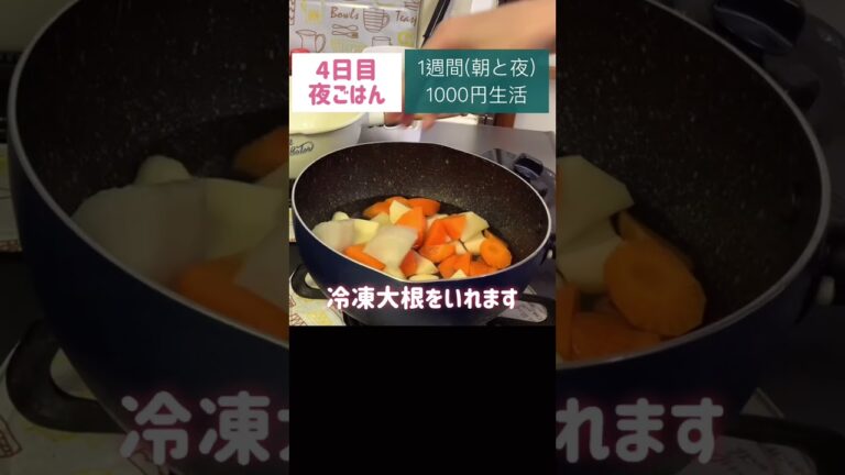 煮物、4日目夜ごはん#節約#料理#ごはん#1人暮らし#自炊#1週間 #1000円#レシピ#献立#簡単#女#ヘルシー #ダイエット #作り置き#副菜#shorts