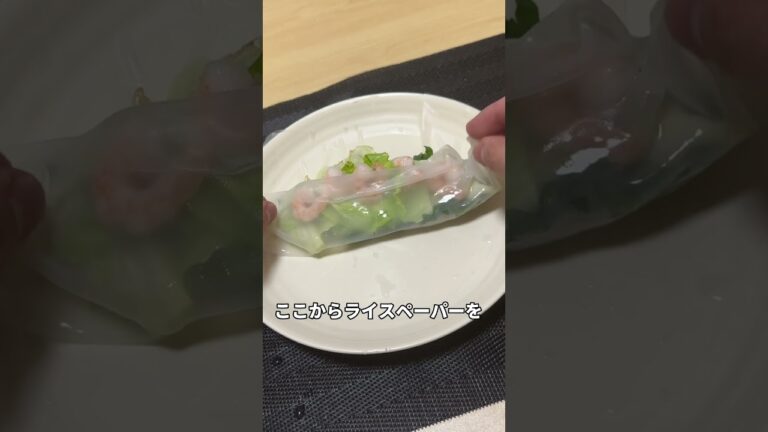 四角いライスペーパーで生春巻き作ってみた　#shorts