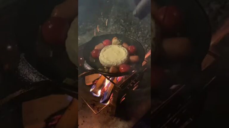 【丸ごと】カマンベールチーズフォンデュ🫕#shorts #キャンプ #キャンプ飯 #camp#campingfood #camping#チーズフォンデュ