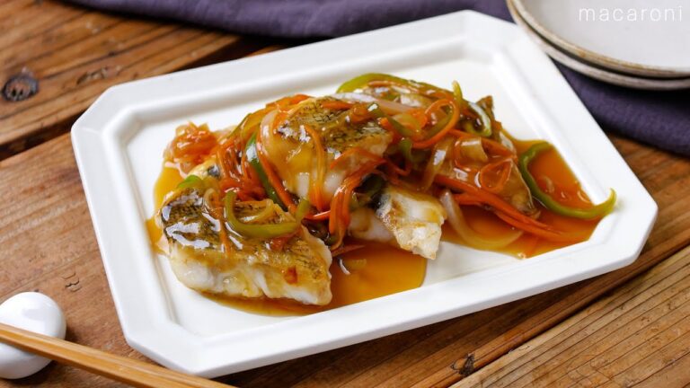 【たらの甘酢あんかけ】たっぷり野菜の甘酢あんが絡む！ご飯が進む甘めの味付け♪