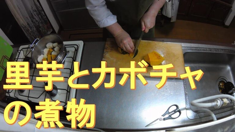 #291【キッチン俯瞰16倍速】夕食作り「里芋のとカボチャの煮物」