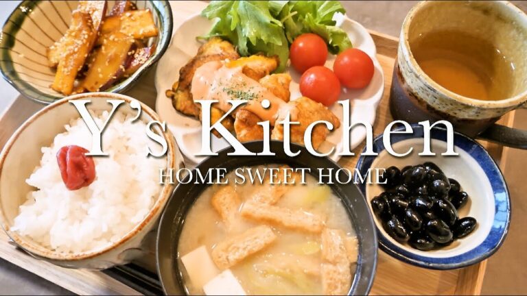 【夜ごはん】サーモンピカタ＆さつまいもの甘酢焼き＆豆腐と油揚げの味噌汁