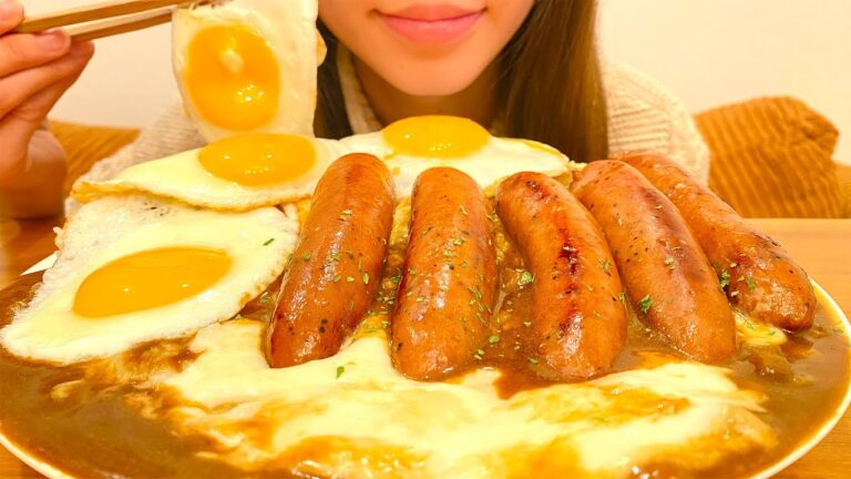 目玉焼き ウインナー チーズカレーを爆食いする幸せご飯【飯テロ】