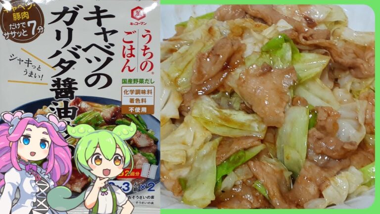 【料理】【ずんだもん】キャベツのガリバタ醤油炒めを作ろう【四国めたん】
