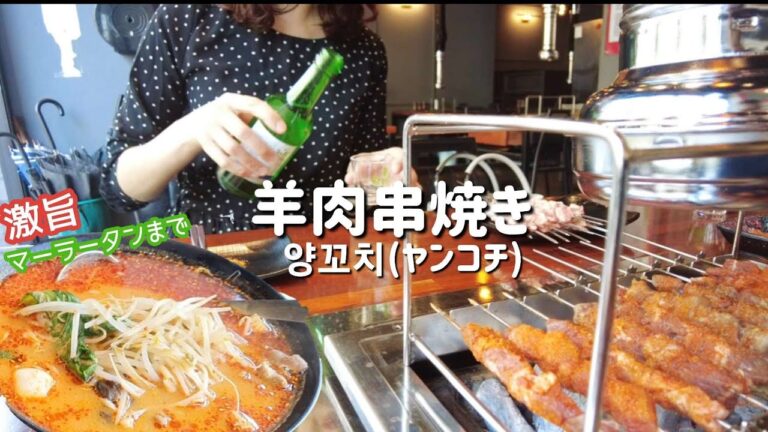 日本の焼き鳥のような羊肉の串焼き（ヤンコチ）＆マーラータン【한글자막／韓国料理／韓国旅行／ ヤンコチ 】