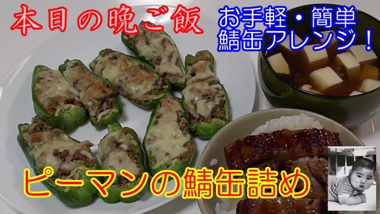 鯖缶アレンジレシピ！簡単にピーマンの鯖缶詰め。おつまみにもピッタリ！【本日の晩ご飯】