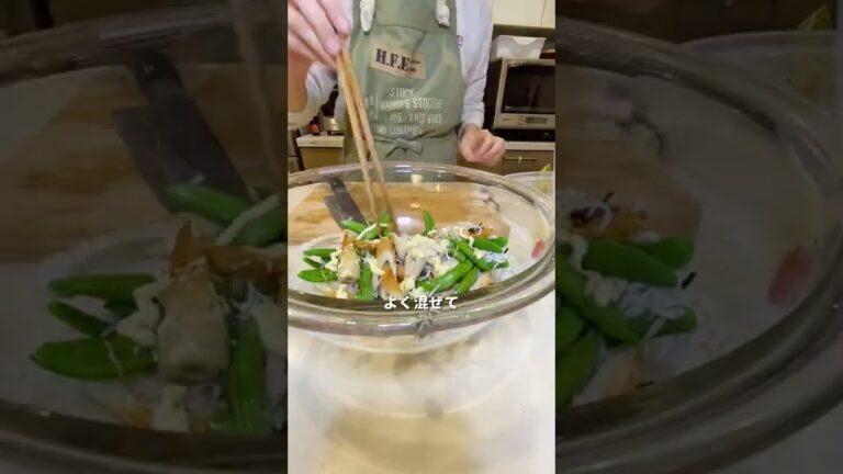 パパッと福菜！スナップエンドウの竹輪しらす和えは、火も包丁も使わないスピード料理